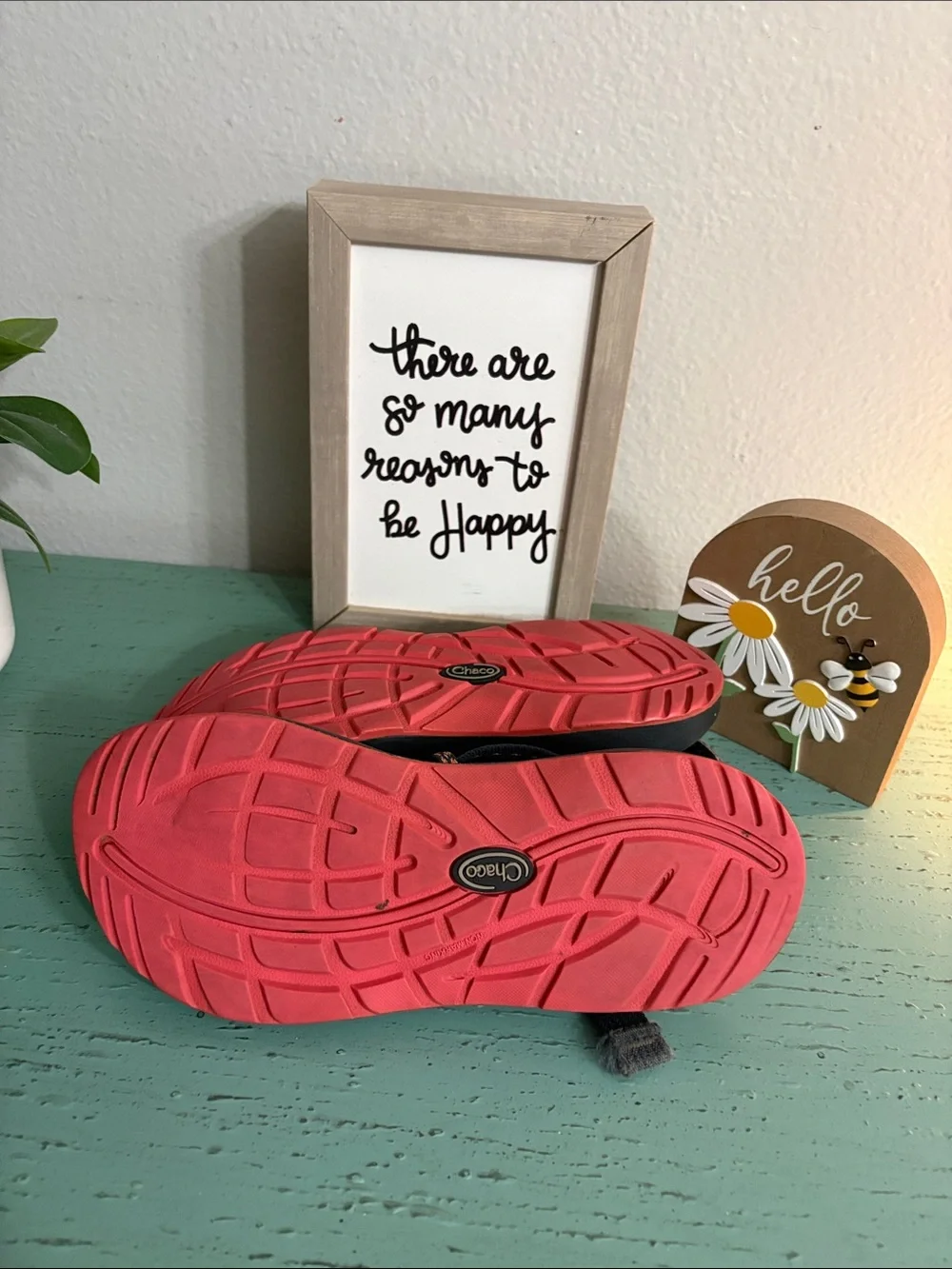 Chaco Wos Black Sandals with Orange Accents